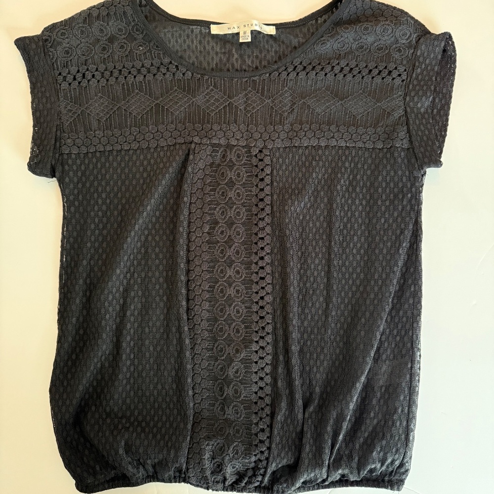 Max Studio Black Lace T-Shirt